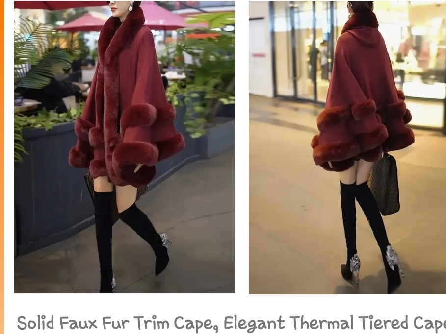Faux Fur Trim Cape - photo 2