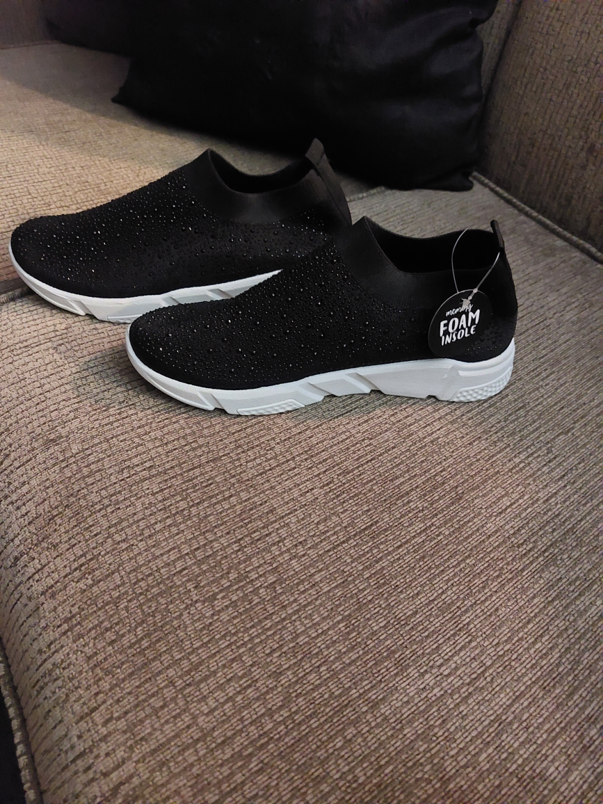 Black Slip-on Sneakers with Rhinestones