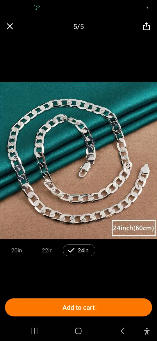 Silver/ stainless steel Curb Chain Necklace thumbnail