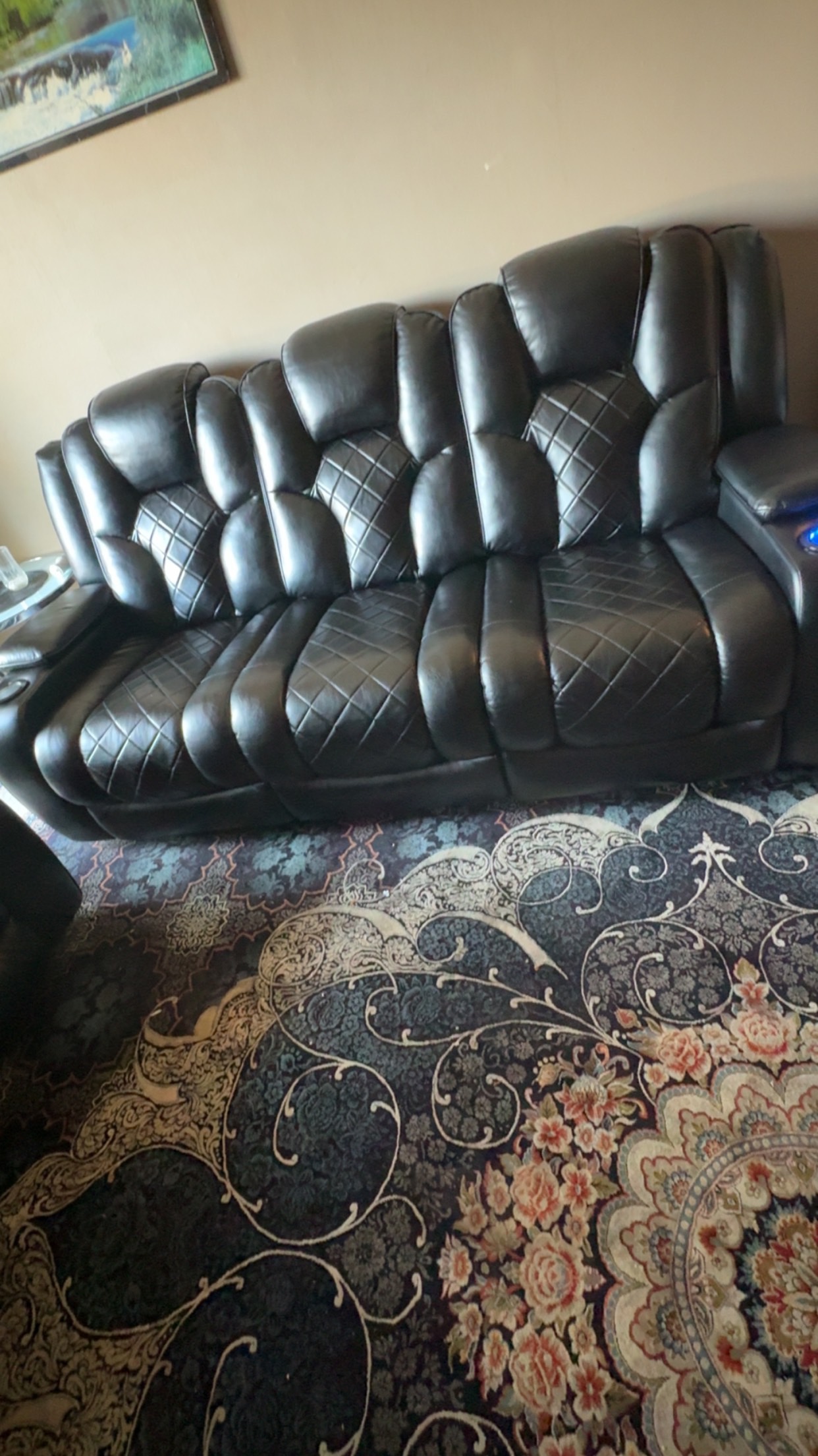 Black Leather Recliner Sofa it’s 5 seater - photo 2