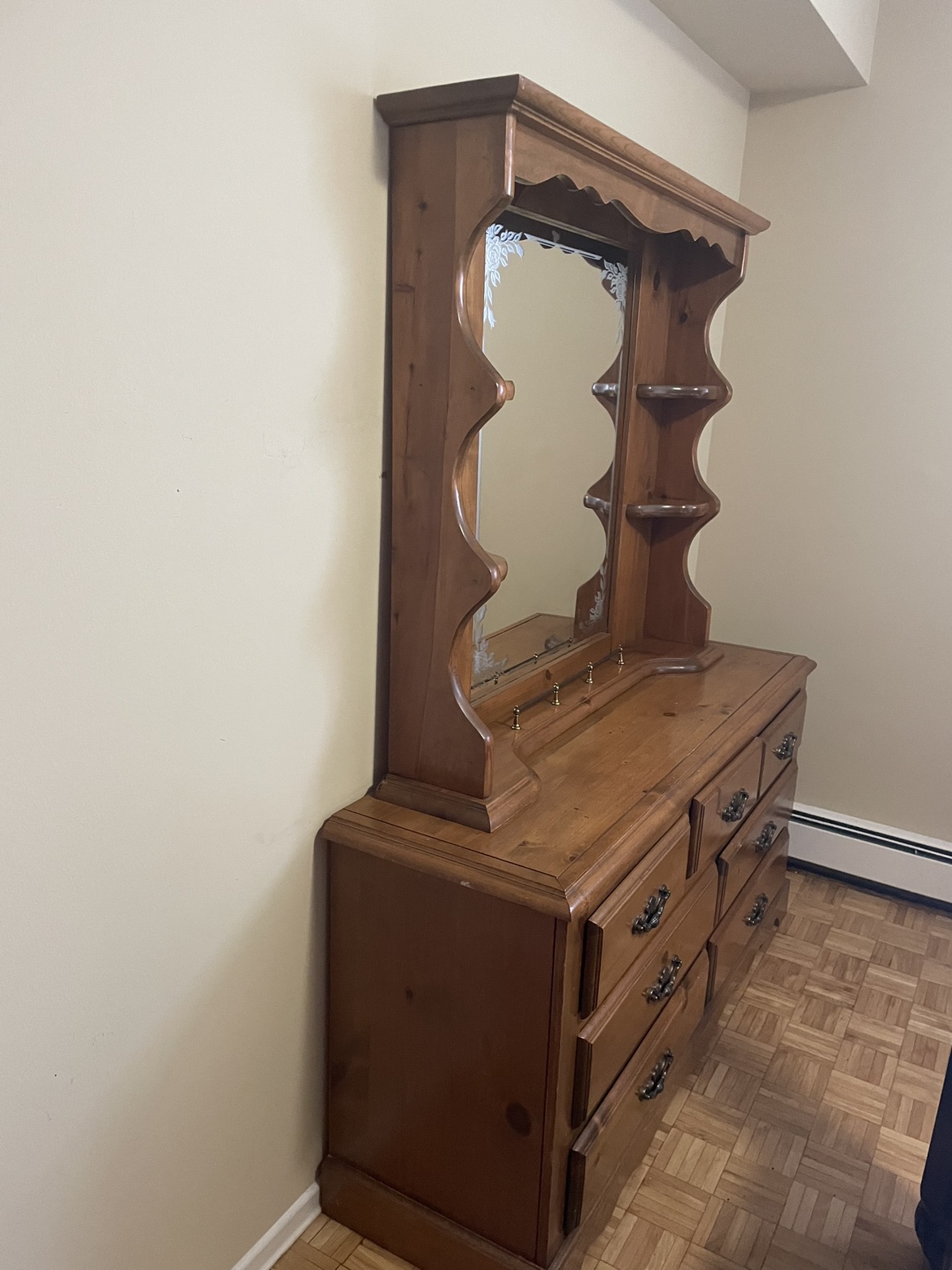Wooden Dresser with Mirror