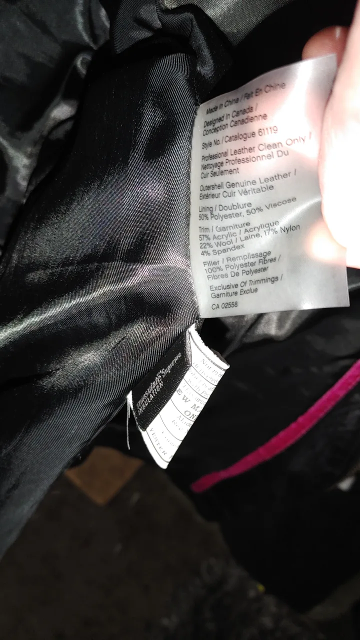 XL ladies textured black leather 3/4 length jacket with hood image indicator(8)