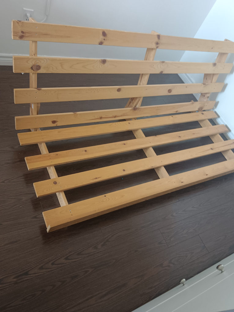 IKEA futon wooden frame along with mattress - photo 3
