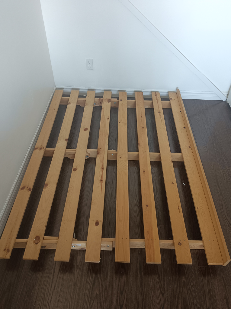 IKEA futon wooden frame along with mattress - photo 5