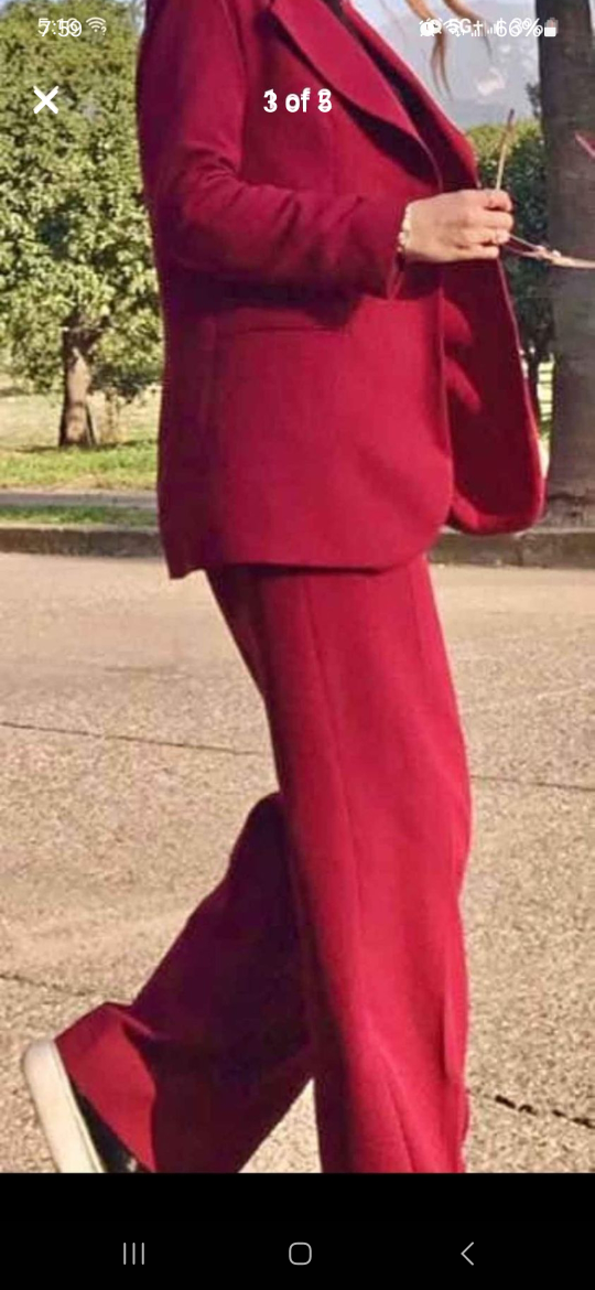 Burgundy Red Blazer and Pants Set - photo 2