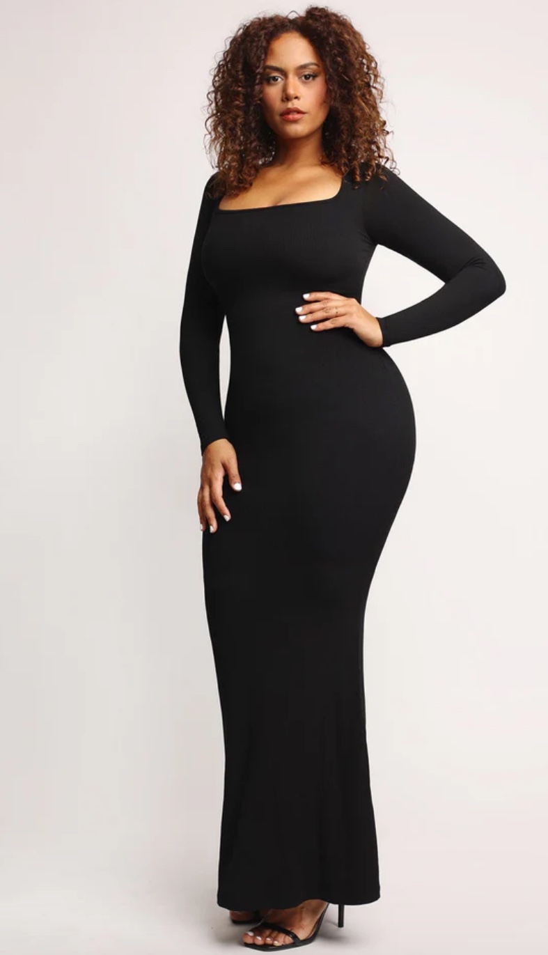 NEW! Popilush Built-In Shapewear Long Sleeve Maxi Lounge Dress - photo 3