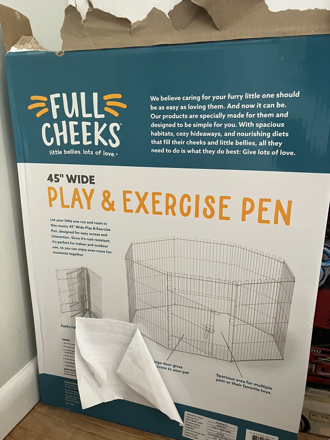 45” wide Full Cheeks Play & Exercise Pen