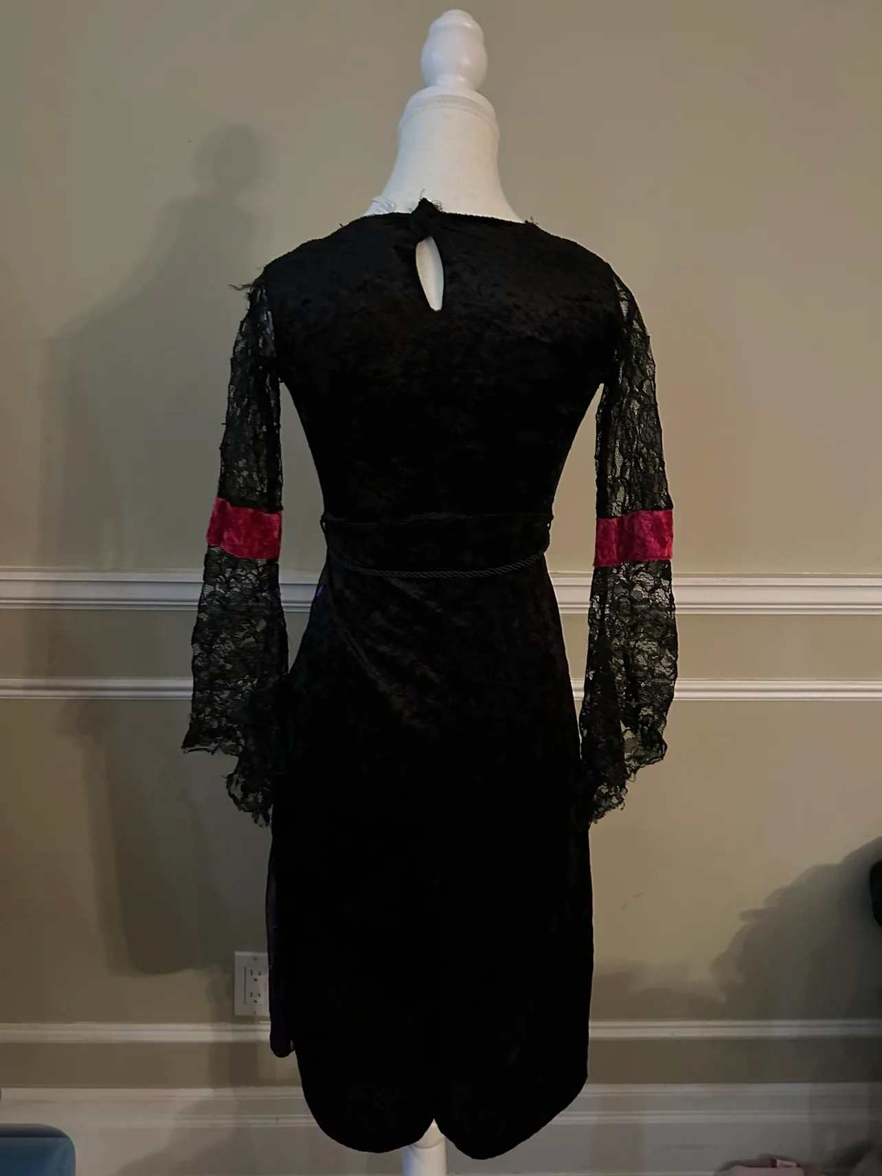 Black and Purple Lace Dress with Velvet Detail image indicator(4)
