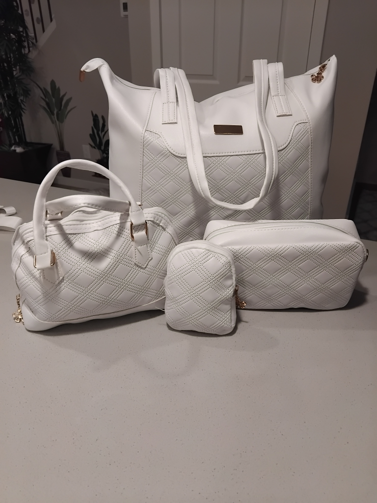 Elegant big capacity quilted tote bag set