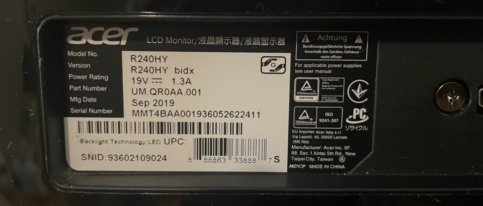 Acer R240HY 23-inch Monitor - photo 2