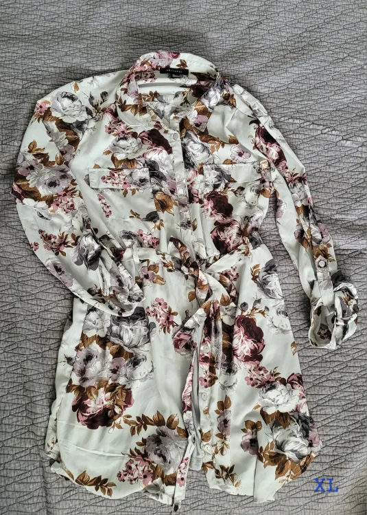 Floral Button Up Dress L/XL thumbnail