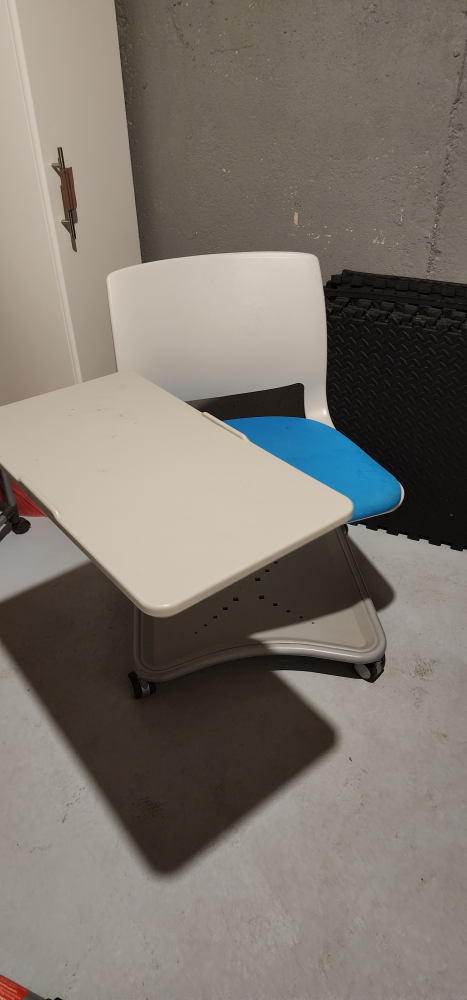 Grey and Blue Rolling Desk Chair