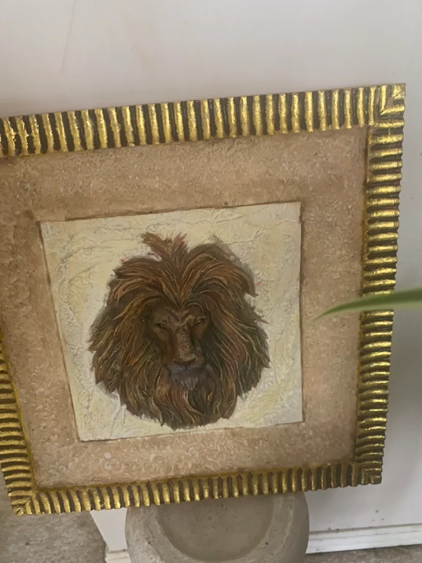 #   FREECYCLE.   Wall art : Carved in stone portrait of a LION. thumbnail