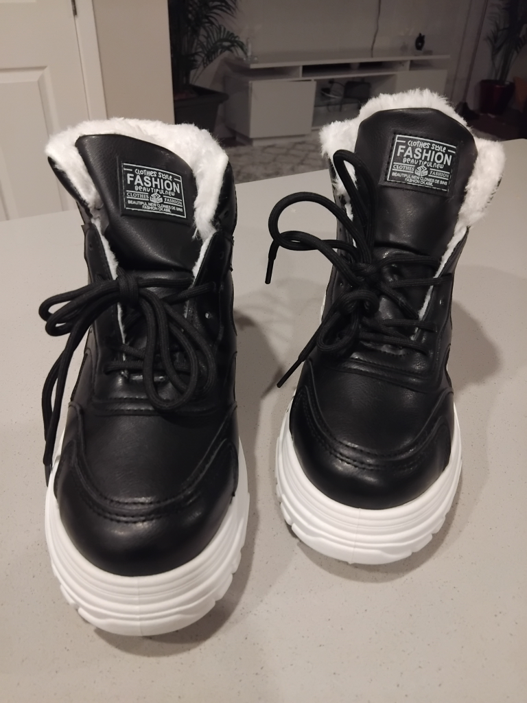 Black Fur Lined High Top Sneaker