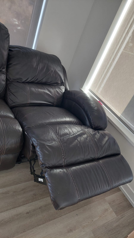 Brown Leather Reclining Sofa - photo 2
