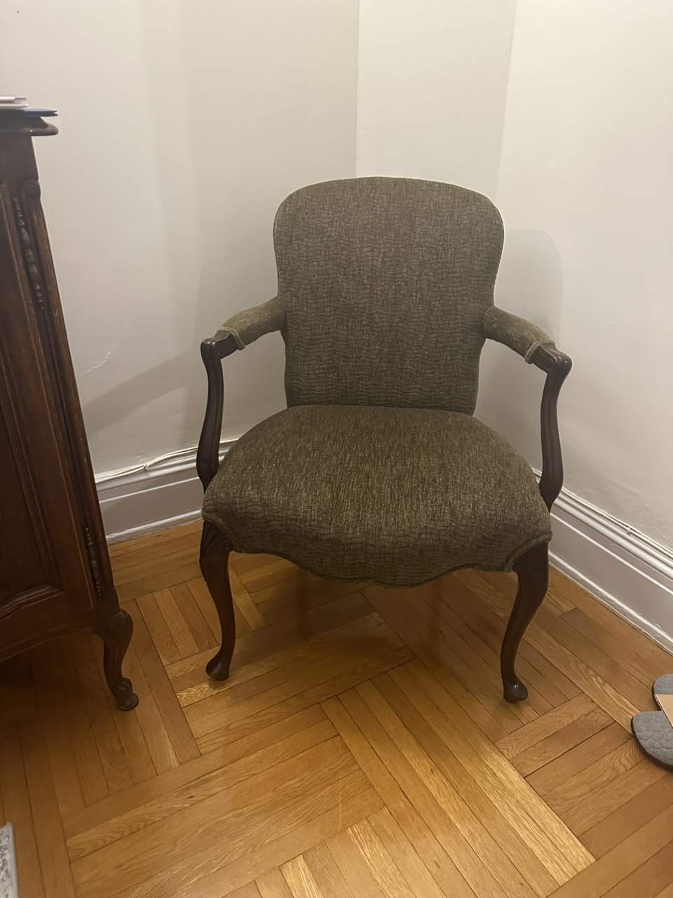 Armchair with Dark Green Fabric