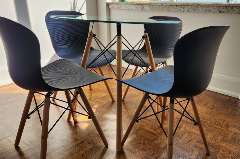 Glass Dining Table Set with Four Chairs