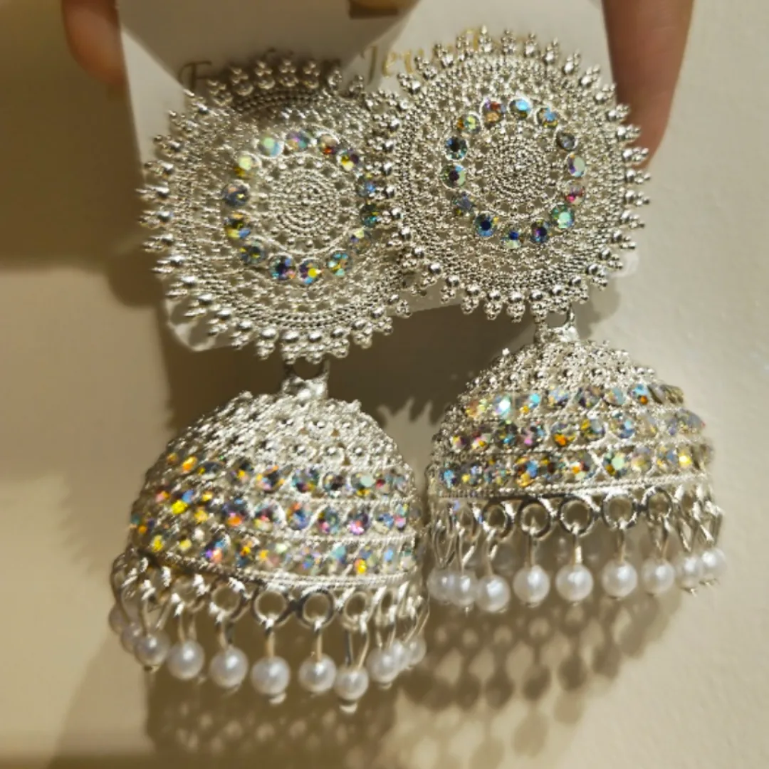 Laura Earrings Limited Edition (White Jhumka) image indicator(2)