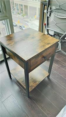 Side Table with Drawer - Black and Brown