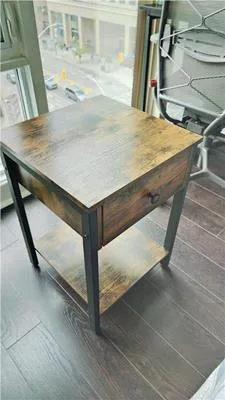 Side Table with Drawer - Black and Brown thumbnail