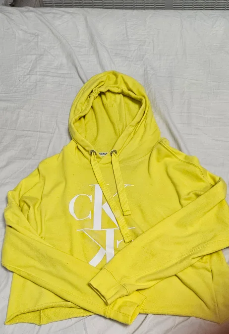 Yellow CK cropped hoodie thumbnail