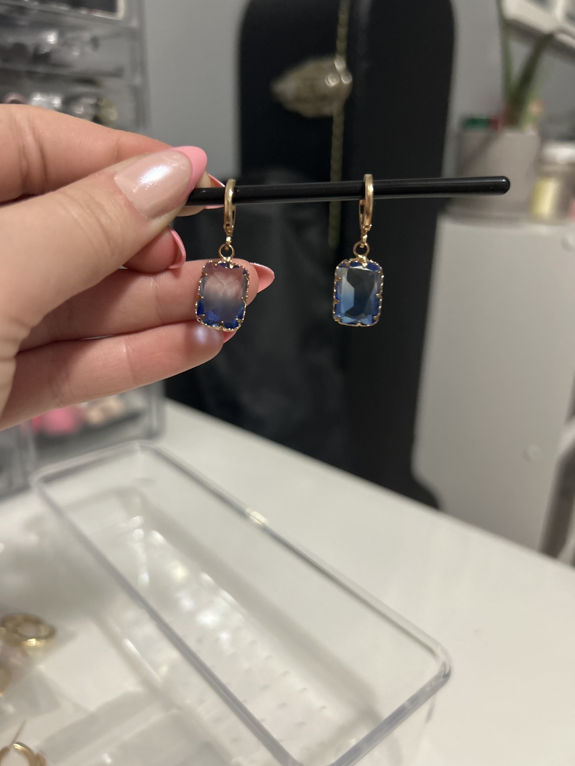 Blue and Gold Ombre Earrings