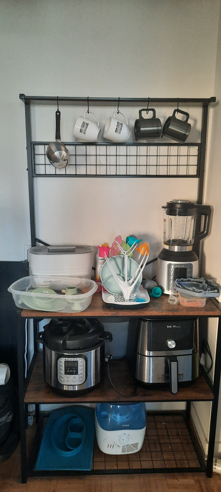 Black Metal Kitchen Stand with Shelves