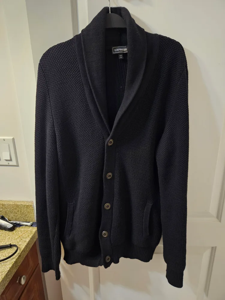 Express Men's Black Cardigan Sweater thumbnail