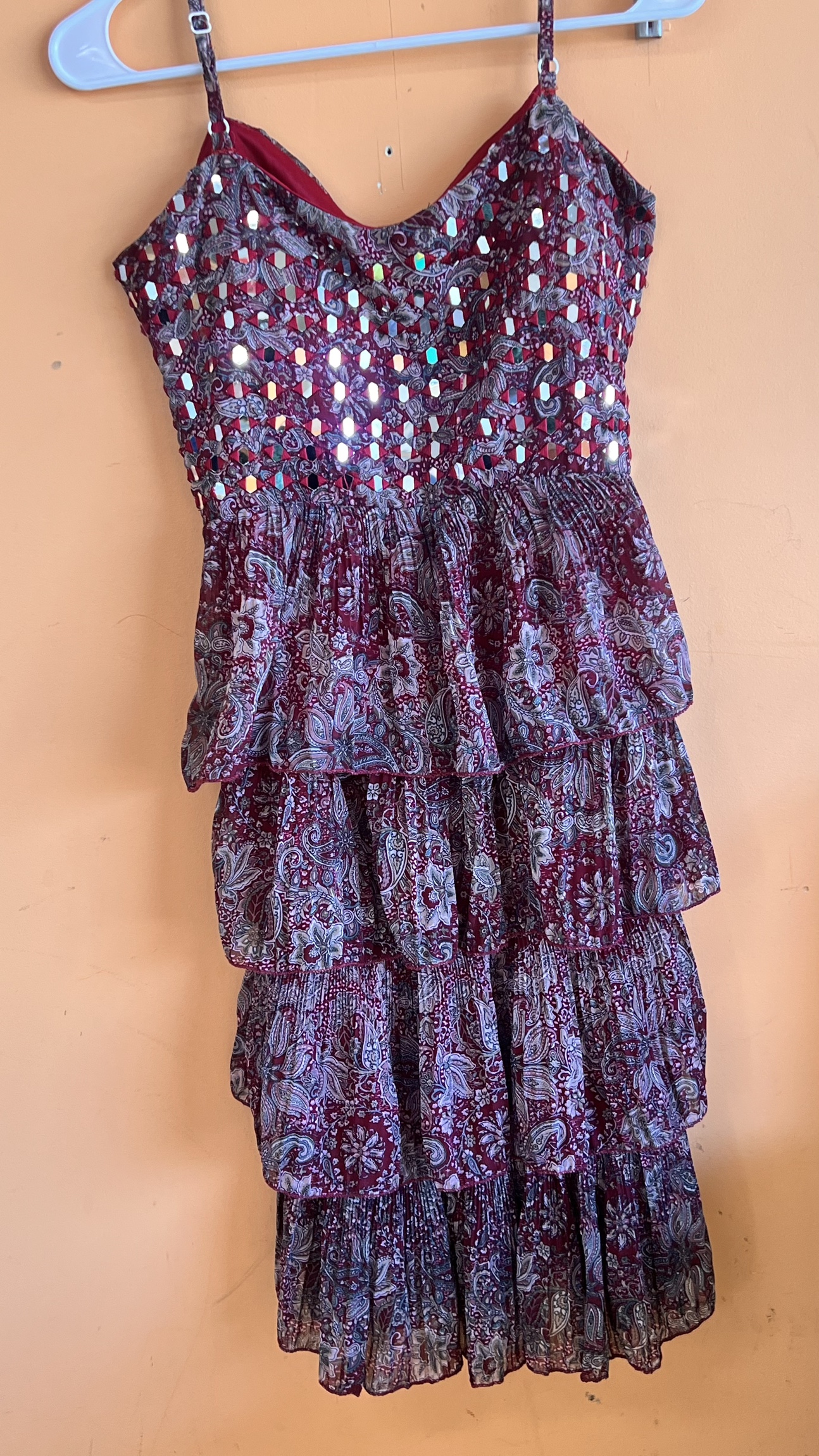 Red Sequin and Floral Dress