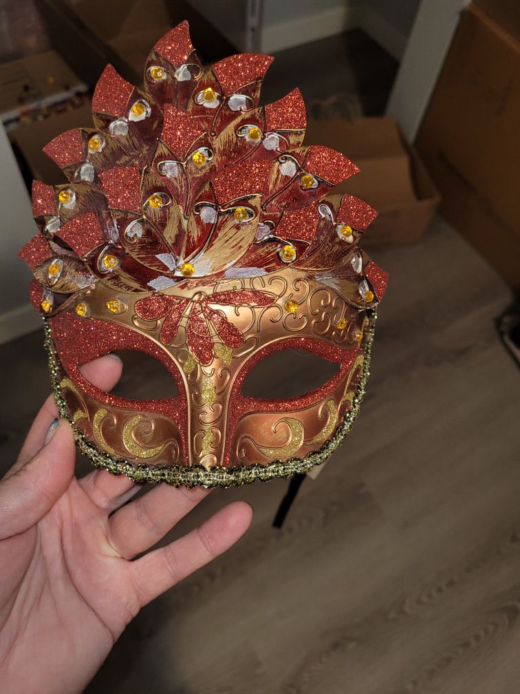 Red and Gold Venetian Mask