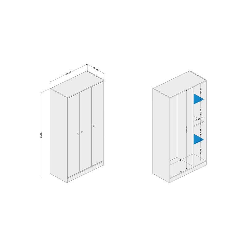 White 3-Door Wardrobe Closet - photo 2