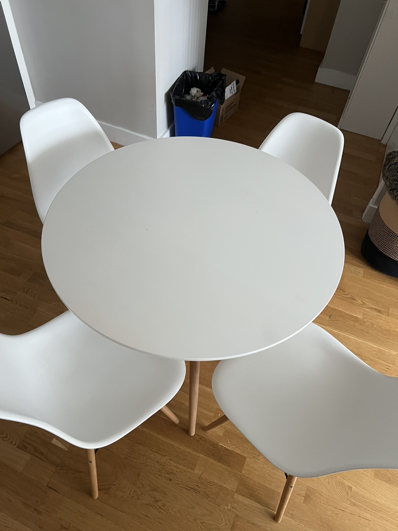 White Dining Table Set with 4 Chairs
