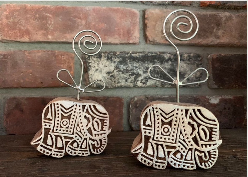 Wooden Elephant Photo Holders