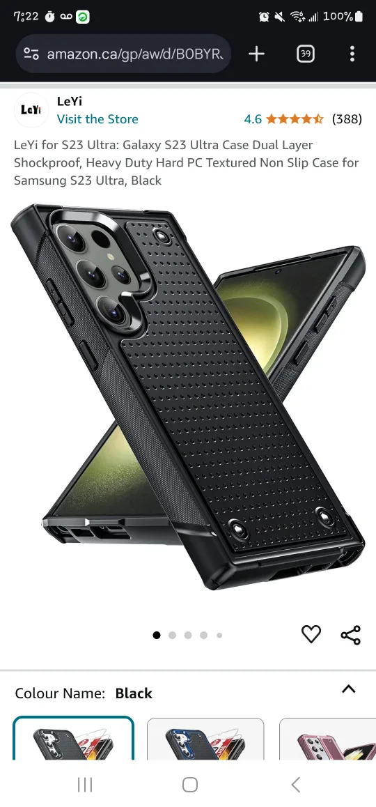 LeYi Galaxy S23 Ultra Case Black thumbnail