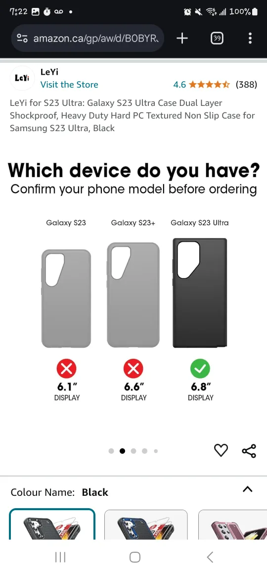 LeYi Galaxy S23 Ultra Case Black image indicator(2)