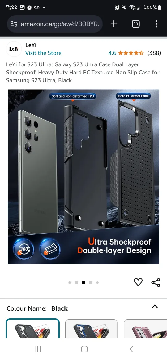 LeYi Galaxy S23 Ultra Case Black image indicator(3)