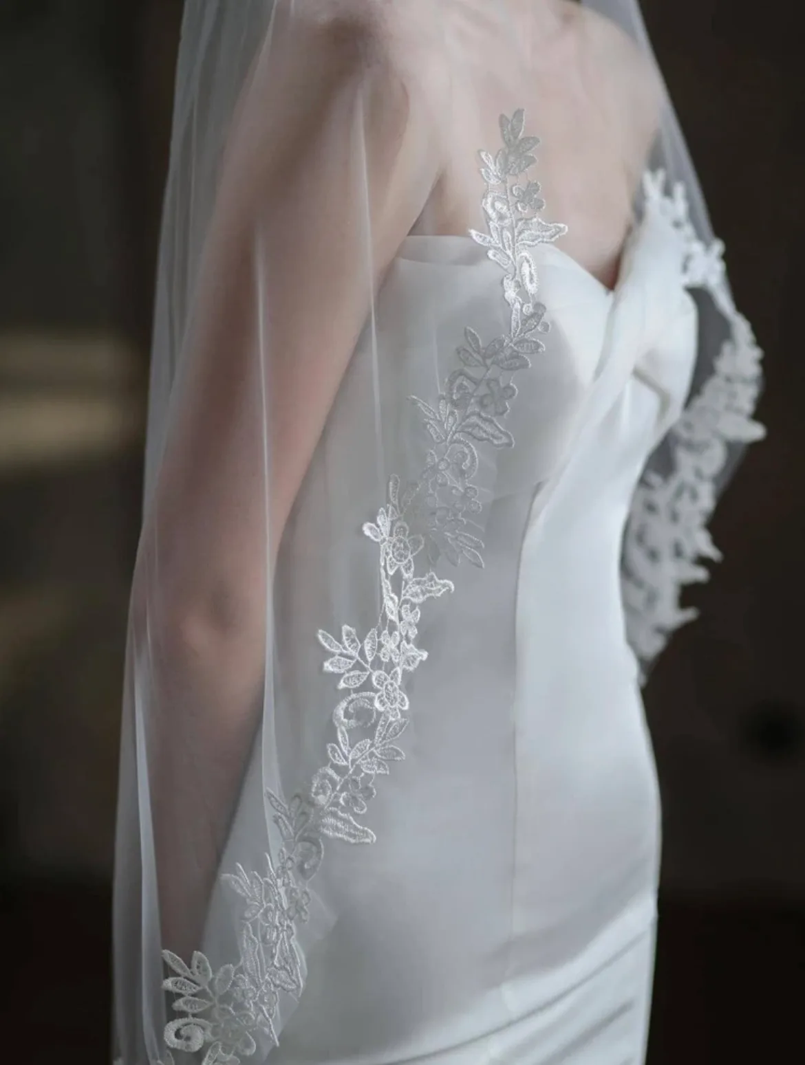 Wedding Veil with Lace Trim image indicator(2)