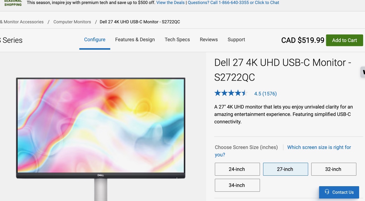 Dell 27" 4K UHD USB-C Monitor - S2722QC - photo 3