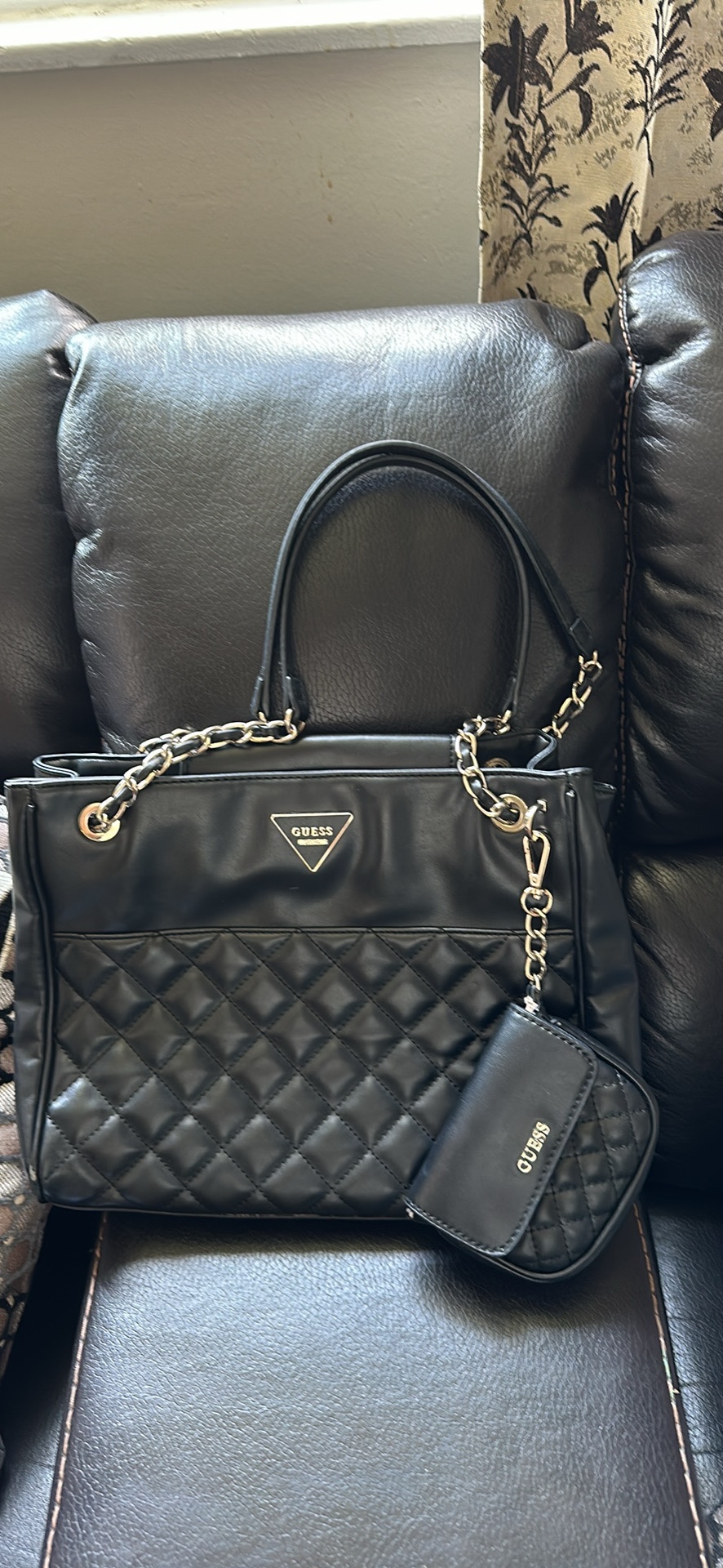 Guess Black Quilted Tote Bag