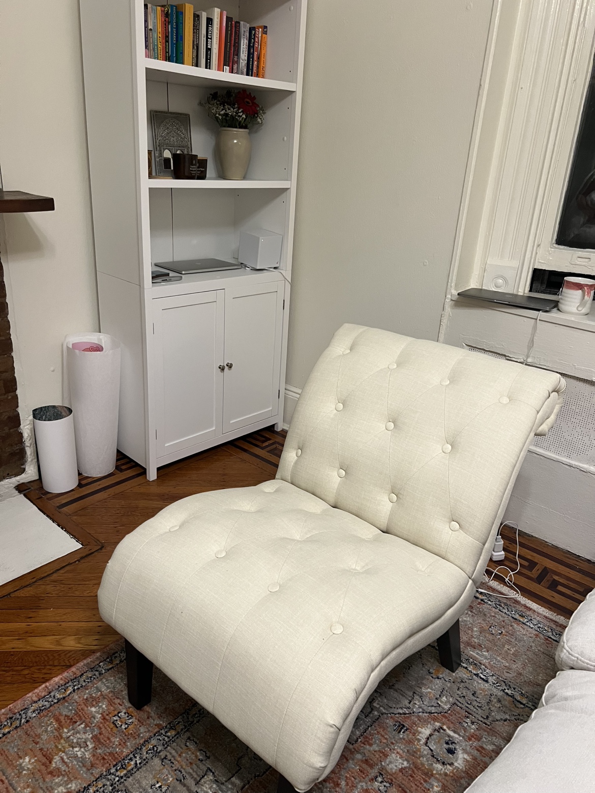 Beige Upholstered Accent Chair