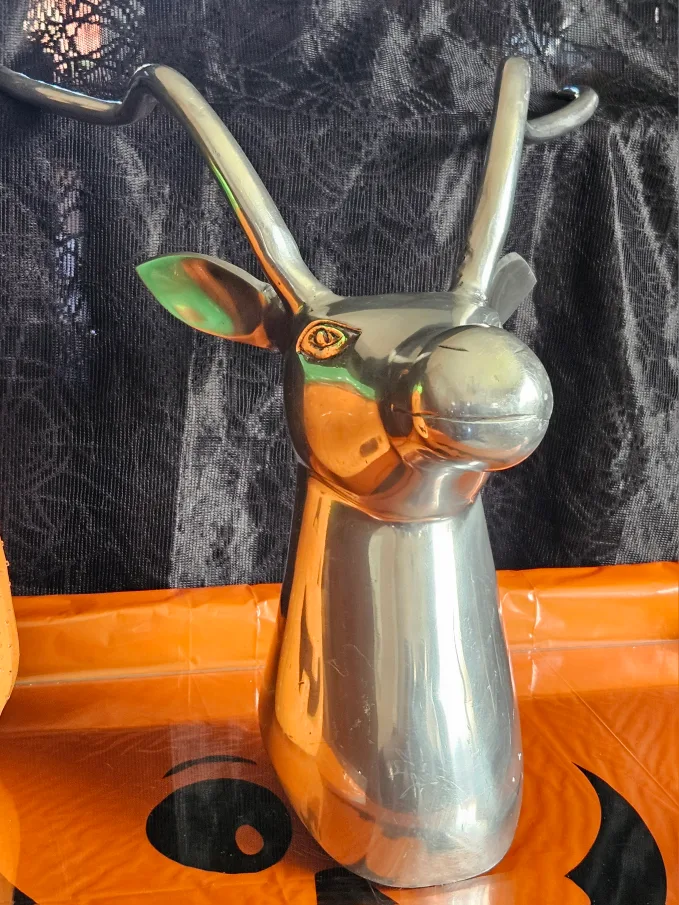 Vintage Polished Aluminum Antelope Wall Mount Head Sculpture image indicator(10)