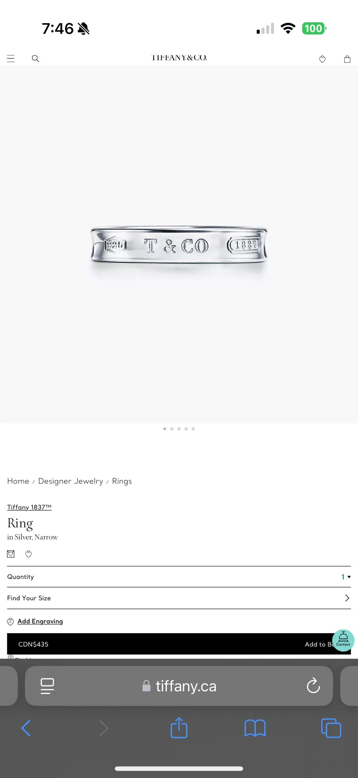 Tiffany & Co. 1837 Ring (size 5) image indicator(4)