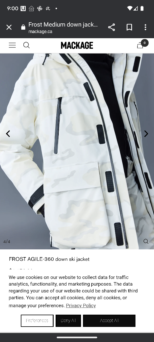 Mackage Down fill ski coat