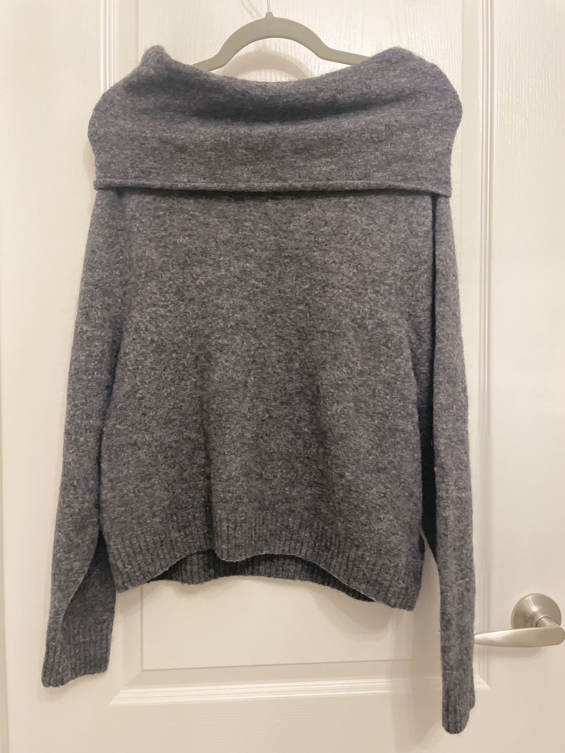 H&M Grey Off Shoulder/Cowl Neck Sweater