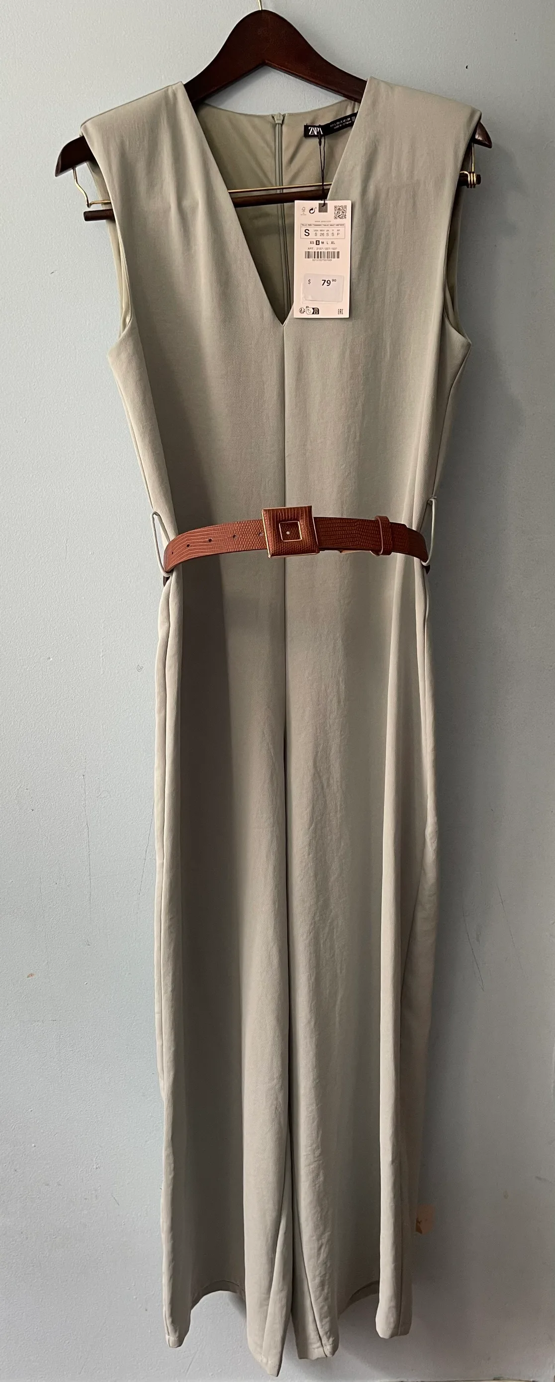 Zara Green Jumpsuit with Belt (Brand new) image indicator(3)