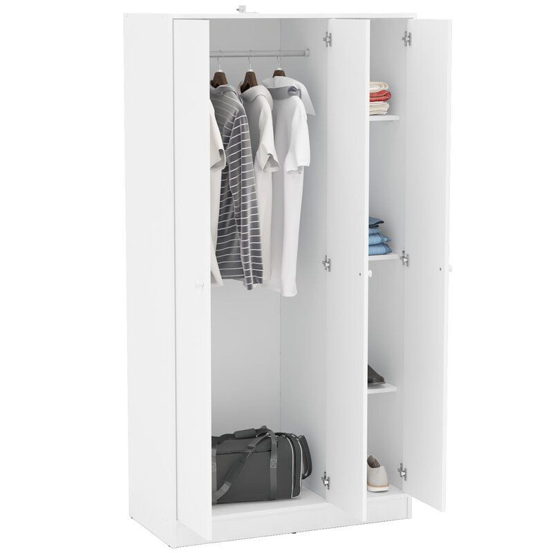 White 3-Door Wardrobe Closet - photo 3