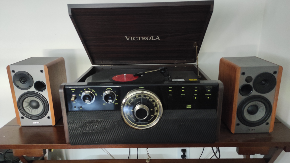 The Victrola 370B 7-in-1 Nostalgic Belt Drive Turntable