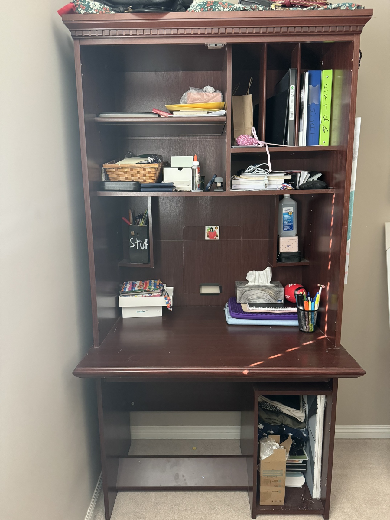 Wooden Desk with Hutch