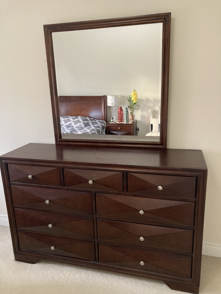 Dark Brown Dresser with Mirror
