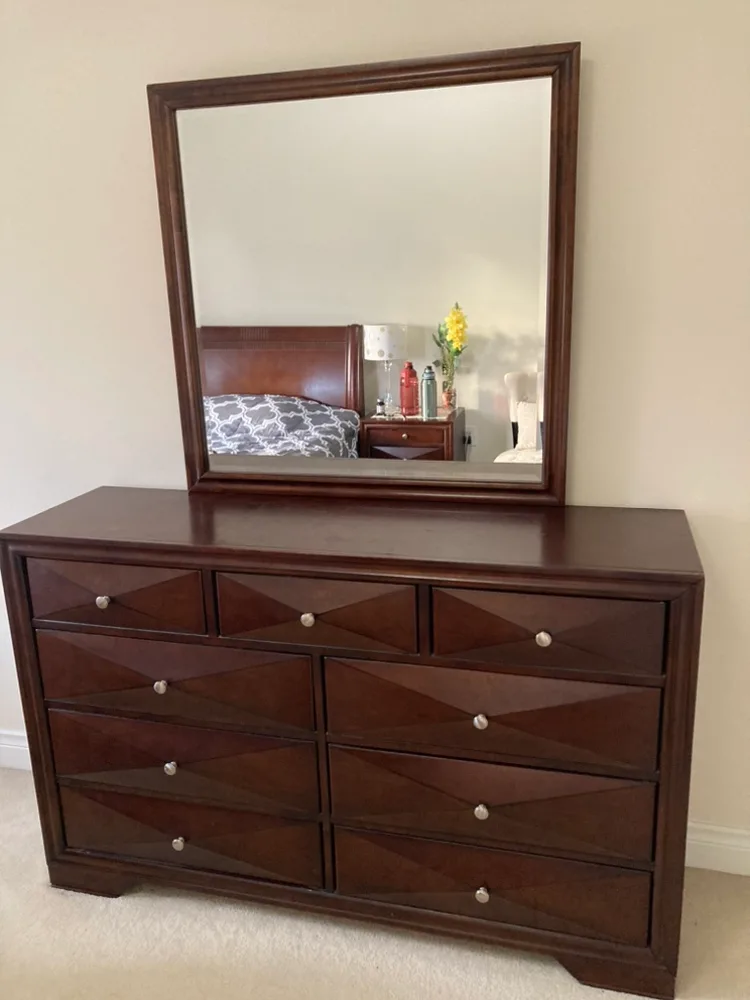 Dark Brown Dresser with Mirror thumbnail